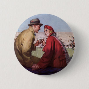 liefde en Romance, een paar bij Football Game Ronde Button 5,7 Cm