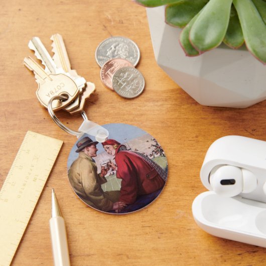 liefde en Romance, een paar bij Football Game Sleutelhanger (Bureau)