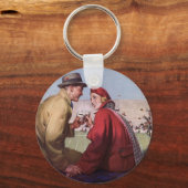 liefde en Romance, een paar bij Football Game Sleutelhanger (Voorkant)