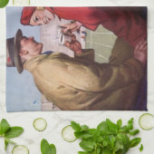  liefde en Romance, een paar bij Football Game Theedoek (Gevouwen)