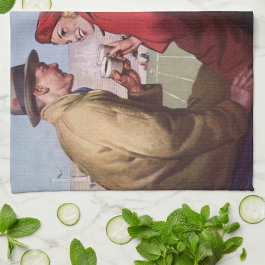  liefde en Romance, een paar bij Football Game Theedoek (Gevouwen)