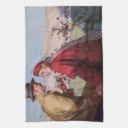  liefde en Romance, een paar bij Football Game Theedoek (Verticaal)