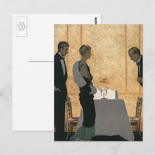  liefde en Romance, elegant avondeten Briefkaart (Voorkant / Achterkant)