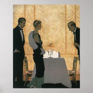 liefde en Romance, elegant avondeten Poster