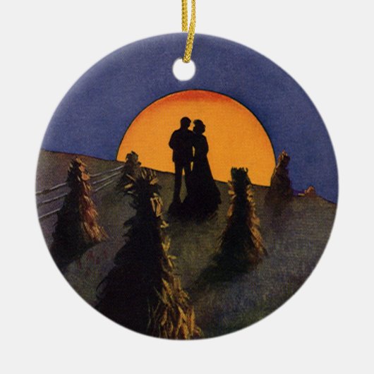  liefde en Romance, Harvest Moon Kiss Keramisch Ornament (Voorkant)