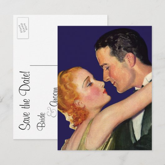 liefde en Romance, Hollywood Save the Date Aankondigingskaart (Voorkant / Achterkant)