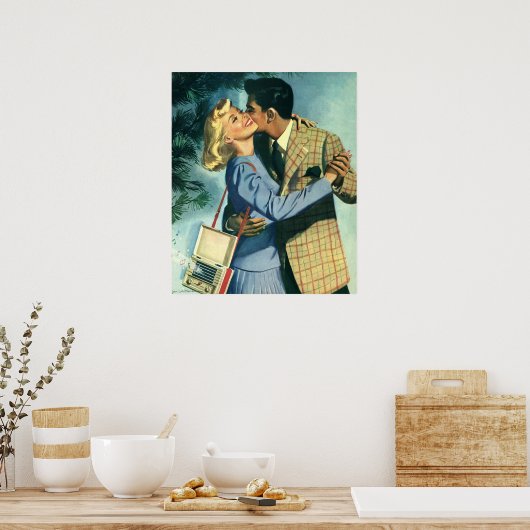  liefde en Romance, kerstdans Poster (Keuken)