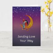 Liefde en Romance met sterren en maan Kaart (Gele Bloem)