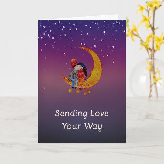 Liefde en Romance met sterren en maan Kaart (Gele Bloem)