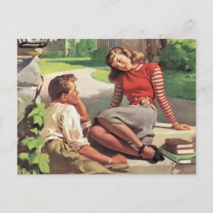 liefde en Romance, middelbare school Sweethearts Briefkaart