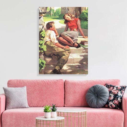  liefde en Romance, middelbare school Sweethearts Canvas Afdruk (Insitu (Woonkamer))