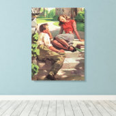  liefde en Romance, middelbare school Sweethearts Canvas Afdruk (Insitu (Houten vloer))