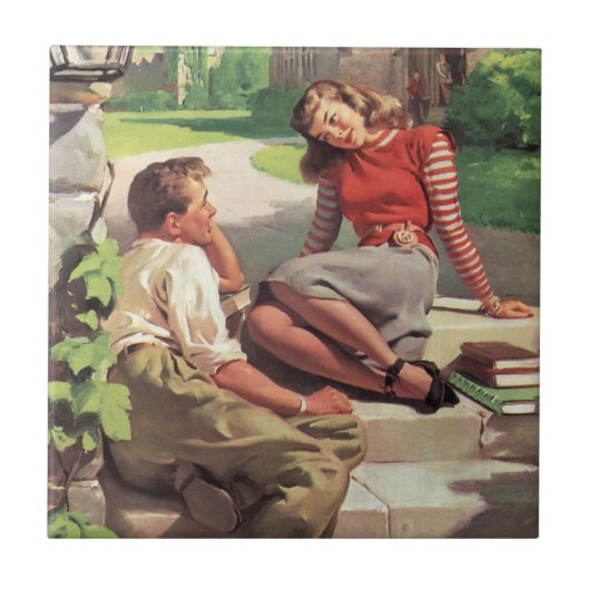  liefde en Romance, middelbare school Sweethearts Tegeltje (Voorkant)