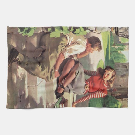 liefde en Romance, middelbare school Sweethearts Theedoek (Horizontaal)