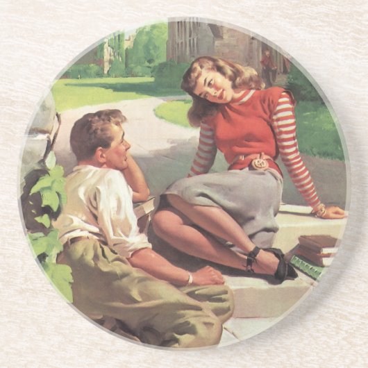  liefde en Romance, middelbare school Sweethearts Zandsteen Onderzetter (Voorkant)