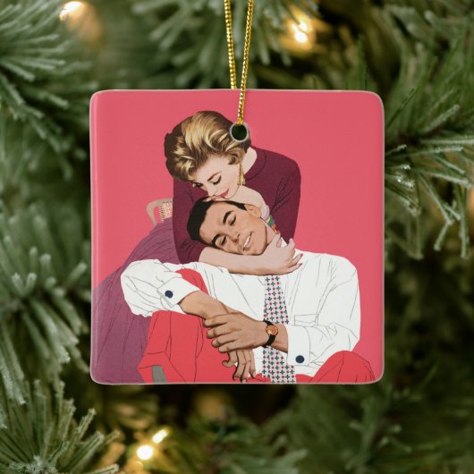  liefde en Romance, Passen getrouwd in roze Keramisch Ornament (Boom)