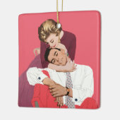  liefde en Romance, Passen getrouwd in roze Keramisch Ornament (Links)