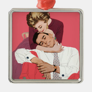 liefde en Romance, Passen getrouwd in roze Metalen Ornament