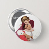  liefde en Romance, Passen getrouwd in roze Ronde Button 5,7 Cm (Voorkant /achterkant)