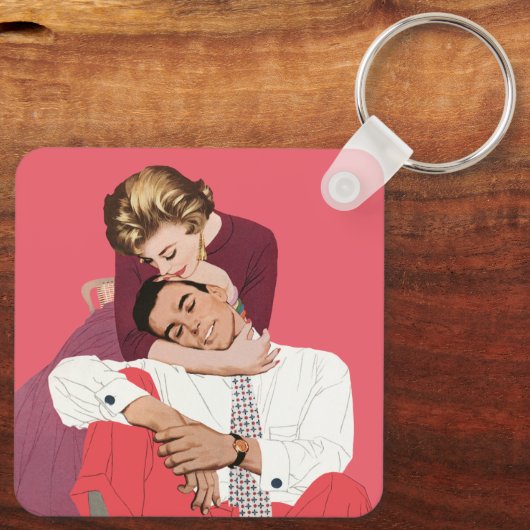 liefde en Romance, Passen getrouwd in roze Sleutelhanger (Achterkant)