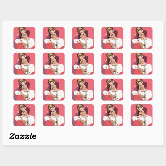  liefde en Romance, Passen getrouwd in roze Vierkante Sticker (Vel)
