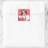 liefde en Romance, Passen getrouwd in roze Vierkante Sticker (Tas)