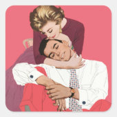  liefde en Romance, Passen getrouwd in roze Vierkante Sticker (Voorkant)