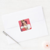 liefde en Romance, Passen getrouwd in roze Vierkante Sticker (Envelop)