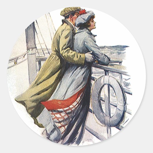  liefde en Romance, Passen getrouwd op cruiseschep Ronde Sticker (Voorkant)