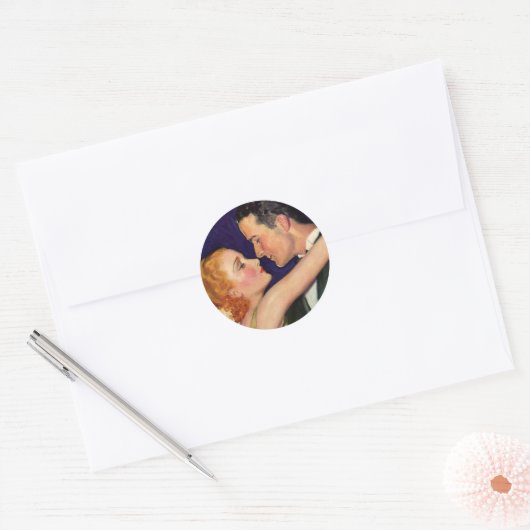  liefde en Romance, Retro Hollywood Films Ronde Sticker (Envelop)