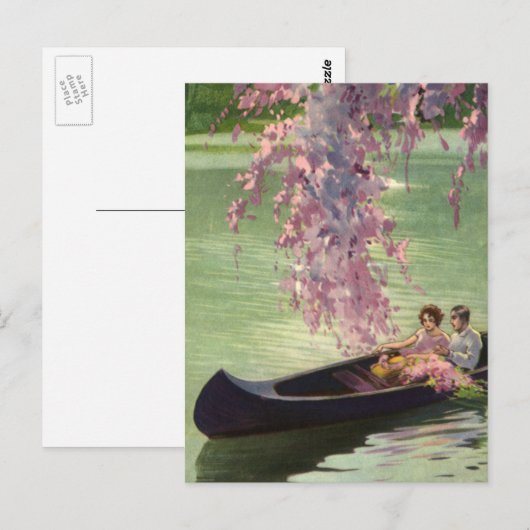  liefde en Romance, Romantic Canoe Ride Briefkaart (Voorkant / Achterkant)