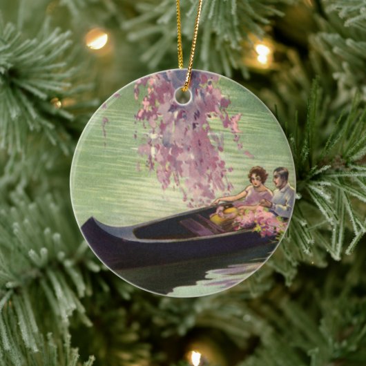  liefde en Romance, Romantic Canoe Ride Keramisch Ornament (Boom)