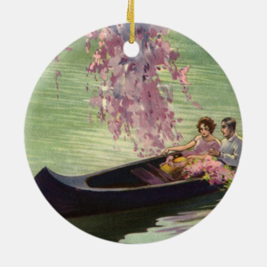  liefde en Romance, Romantic Canoe Ride Keramisch Ornament (Achterkant)