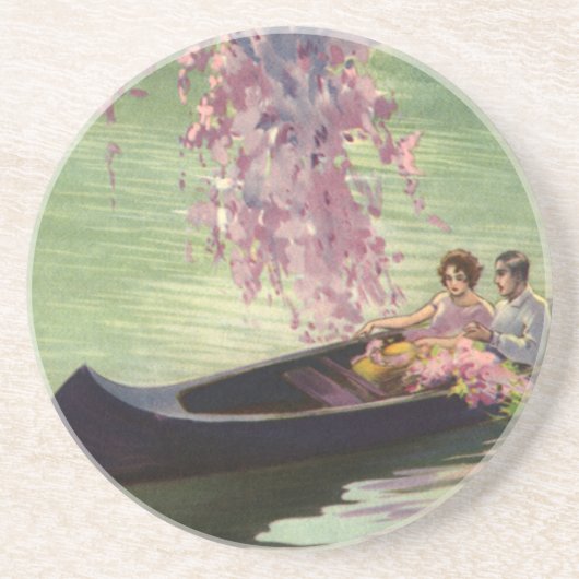  liefde en Romance, Romantic Canoe Ride Zandsteen Onderzetter (Voorkant)