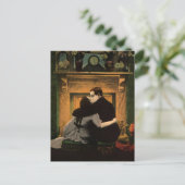  liefde en Romance, Romantic Fireplace Kiss Briefkaart (Staand voorkant)