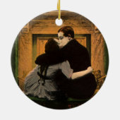  liefde en Romance, Romantic Fireplace Kiss Keramisch Ornament (Achterkant)