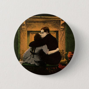  liefde en Romance, Romantic Fireplace Kiss Ronde Button 5,7 Cm