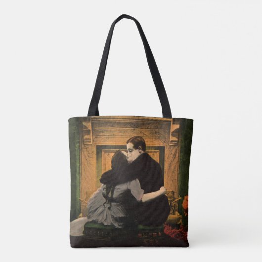  liefde en Romance, Romantic Fireplace Kiss Tote Bag (Achterkant)