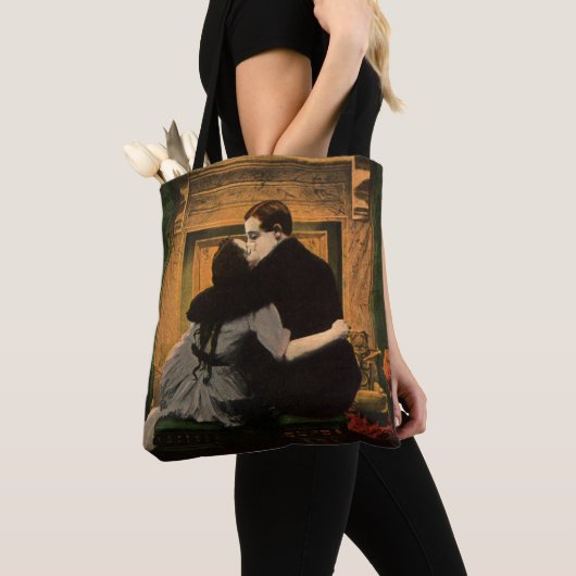  liefde en Romance, Romantic Fireplace Kiss Tote Bag (Dichtbij)