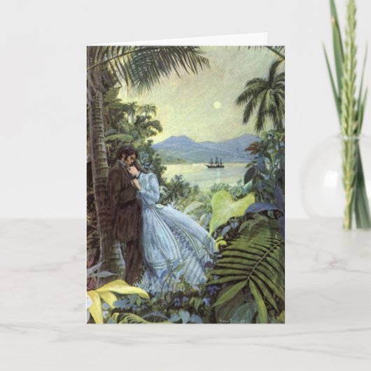 liefde en Romance, Romantisch tropisch Uitzicht Feestdagen Kaart (Voorkant)