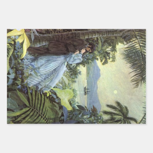 liefde en Romance, Romantisch tropisch Uitzicht Inpakpapier Vel (Voorkant 3)