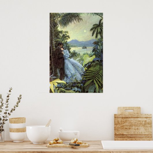  liefde en Romance, Romantisch tropisch Uitzicht Poster (Keuken)