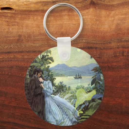  liefde en Romance, Romantisch tropisch Uitzicht Sleutelhanger (Achterkant)