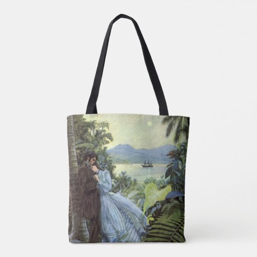 liefde en Romance, Romantisch tropisch Uitzicht Tote Bag (Achterkant)