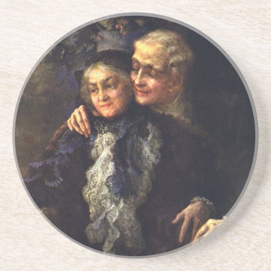  liefde en Romance, Romantische Victoriaans kunst Zandsteen Onderzetter (Voorkant)