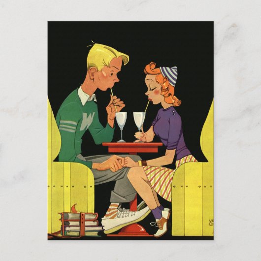  liefde en Romance, Tieners bij de Soda Shop Briefkaart (Voorkant)