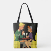  liefde en Romance, Tieners bij de Soda Shop Tote Bag (Achterkant)