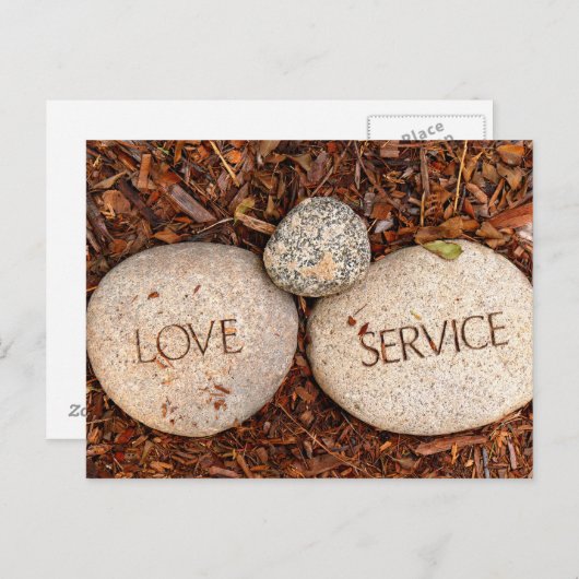 Liefde en service - Spirituele religieuze stenen Briefkaart (Voorkant / Achterkant)