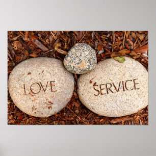 Liefde en service - Spirituele religieuze stenen Poster