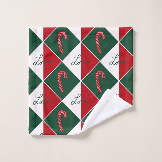 Liefde en snoep Canes Bad Handdoek (Wasdoekje)